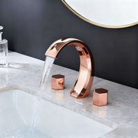Robinet de lavabo de salle de bain allemand en laiton massif, moderne et minimaliste, gris anthracite et or rose, à trois trous, avec cartouche céramique pour eau chaude et froide