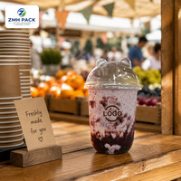 Gobelets jetables transparents en PET de qualité alimentaire 89-400U de 24 oz pour boissons froides, avec couvercles et pailles, pour salons de thé Boba, logo personnalisé, OEM, transfert thermique