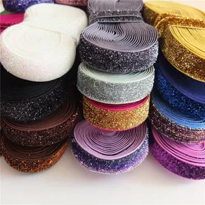 Bandas elásticas con purpurina para el cabello, accesorios para el cabello, cinta de costura, 5/8 pulgadas, 5 yardas por paquete