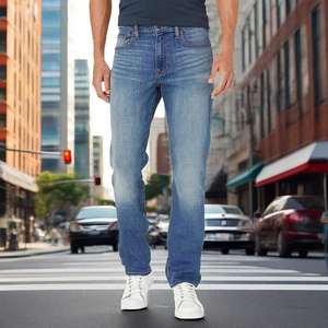 กางเกงยีนส์ขากว้างทรงตรงสำหรับผู้ชาย, กางเกงยีนส์ทรงหลวมใส่ได้ทั้งชายและหญิง - Product Image 1