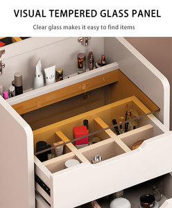 Grands lots blancs bon marché, commode de toilette en bois massif de qualité, coiffeuse de chambre à coucher, table de <span class=keywords><strong>maquillage</strong></span> avec miroir à lumière led - Product Image 4