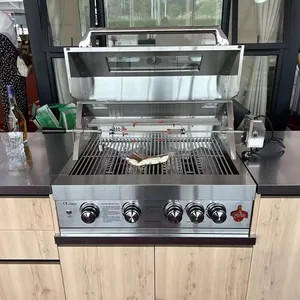 Armário de cozinha em aço inoxidável 304 para uso ao ar livre, móveis modernos de venda quente