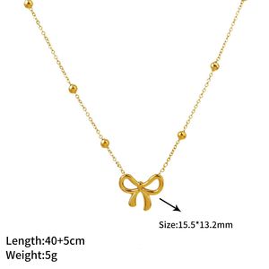 Collier Perles et Breloques Nœud Fin Bijoux de Mode Étanche pour Femme Cadeau Ensemble Bijoux Plaqué Or Nœud Papillon Bracelet Boucles d'Oreilles - Product Image 2