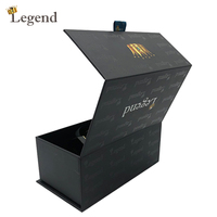 Caja de Regalo Magnética Negra de Lujo, Caja de Embalaje de Cartón Rígido con Forma de Libro para Perfume, Aceite Esencial, Cosméticos, Impresión Personalizada