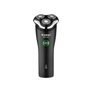 Kemei-Rasoir électrique KM-6184 pour hommes, rasoir à barbe rechargeable par USB, 3 têtes, brosse de nettoyage du visage à tête flottante 4D