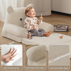 โซฟาเด็กพับได้ รูปหมีเท็ดดี้ ขนเชอร์ปา พร้อมเบาะโฟมพับได้สามตอน สำหรับเด็กหญิงและเด็กชาย อายุ 1 2 3 ปีขึ้นไป - Product Image 3