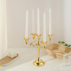 Bougeoir conique en métal plaqué or pour décoration de mariage Royal, 3 bras pour décoration d'éclairage - Product Image 2