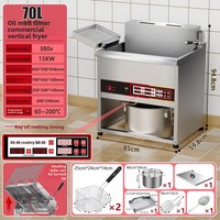 Friteuse verticale professionnelle Ruihong 380V 15Kw 70L pour donuts, en acier inoxydable épais, avec minuterie numérique pour la fonte de l'huile
