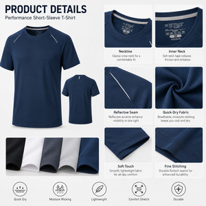 T-shirt de performance pour homme avec logo personnalisé, 180 g, ions argent antibactériens, séchage rapide, manches raglan, sport, gym, vente en gros, tailles S-4XL, ébène - Product Image 4