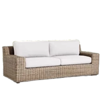 Conjunto de Muebles de Patio, Mimbre de PE Impermeable, Sofá de Jardín de Ratán para Exteriores, Marco de Aluminio, Sofá Modular Seccional para Parque
