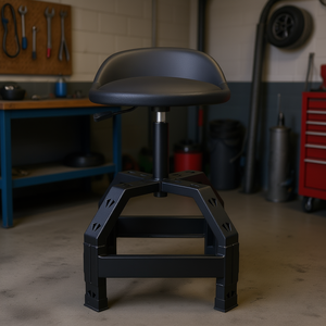 Taburete Giratorio Neumático Negro para Mecánicos con Ruedas y Almacenamiento de Herramientas - Product Image 2