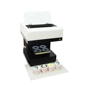 Ocbestjet 110V/220V WIFI Feature 4 CUP Coffee Cake Fruit Salad Pizza Cookies Inkjet Printing Machine With 4 Colors Edible Ink