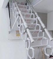 Escalier mural moderne en acier pour loft, escabeau télescopique rétractable manuel invisible, échelle d'extension pour villa