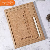 Ensemble de carnets en liège écologique avec logo personnalisé, couverture souple A5, stylo en liège, coffret cadeau d'entreprise pour cadeaux de bureau