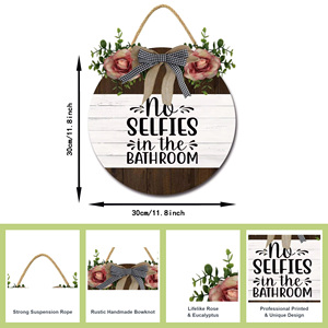 Divertente legno rotondo appeso segno senza selfie <span class=keywords><strong>In</strong></span> <span class=keywords><strong>bagno</strong></span> a forma di rustico casa <span class=keywords><strong>bagno</strong></span> <span class=keywords><strong>arte</strong></span> decorazione della parete per <span class=keywords><strong>bagno</strong></span> WC 12 pollici - Product Image 6