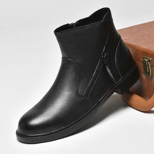 รองเท้าบูทเชลซีสำหรับธุรกิจฤดูหนาวของผู้ชาย ขนาดใหญ่ หนังวัวบุขนแกะ หนา อุ่น ระบายอากาศได้ดี กันลื่น มีซิปด้านข้าง - Product Image 3