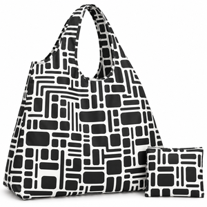 Geometric Pattern <b>Foldable</b> <b>Shopping</b> <b>Bag</b> Large Capacity Non Woven Fabric Reusable Tote With Hand Handle - Product Image 1