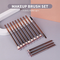 Usine de beauté de haute qualité 13 pièces propre marque poudre ombre à paupières ensemble de pinceaux de maquillage brun pur