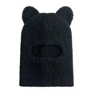 Balaclava de urso, máscara de crânio personalizada, grossa, barata, com um furo, bordada, em branco, spandex, ski