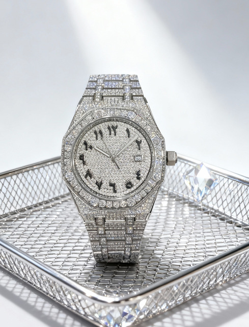 Custom Luxury Stainless Steel Moissanite Automatic Mechanical Watch Imported Waterproof Business Wristwatch Wholesale OEM