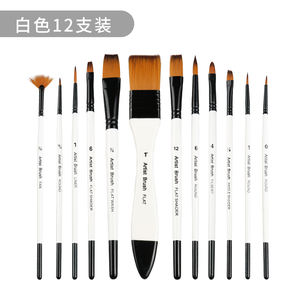 Juego de 12 Pinceles de Artista <span class=keywords><strong>Giorgione</strong></span>, Pelo de Nailon, Virola de Aluminio Negro, Mango de Madera Blanca, Bolsa de Lona y Pintura Acrílica Gratis - Product Image 2