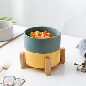 Atacado Eco-Friendly Western-Style Louça Cerâmica Preto <span class=keywords><strong>Pet</strong></span> <span class=keywords><strong>Bowls</strong></span> Double <span class=keywords><strong>Bowls</strong></span> Pets 'Wood Racks Salad <span class=keywords><strong>Bowls</strong></span> Cross-Border - Product Image 4