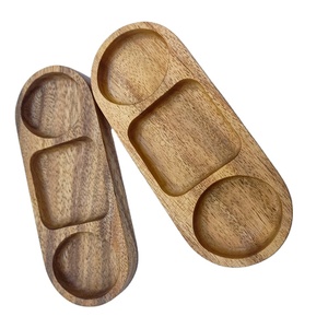 Bandeja de servir ovalada de madera para salsas, aperitivos, dim sum, té y condimentos, ideal para barbacoa, venta al por mayor - Product Image 4