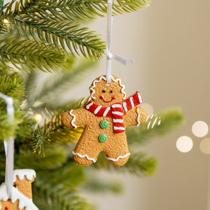 Vintage Style <b>Gingerbread</b> <b>Man</b> with Scarf Girl Boy and House, Cute Cartoon Hanging <b>Decor</b> for Wreath Mantel Gift - Product Image 5