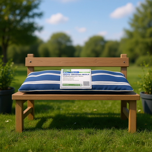 เบาะรองนั่งกลางแจ้งลายทางสีน้ำเงินและสีขาว ทำจากโพลีเอสเตอร์ ขนาด 26 x 26 นิ้ว รูปทรงสี่เหลี่ยมผืนผ้า ใช้ได้ทุกฤดู - Product Image 2