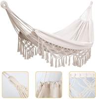 Hamac double pour 2 personnes, extra large, en toile de coton, portable, léger, hamac moderne avec macramé pour une utilisation en intérieur et en extérieur