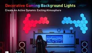 ไฟติดผนังทรงหกเหลี่ยมรังผึ้ง LED rgbic สีม่วงสีฟ้าสีชมพูพร้อมแอปควบคุมระยะไกลสำหรับห้องเล่นเกม