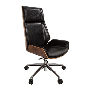 Fauteuil de bureau de direction ergonomique en cuir noir, pivotant, moderne et luxueux, pour grossistes - Product Image 3