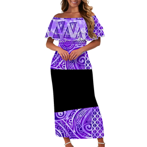 2025 recién llegados <span class=keywords><strong>Marquesan</strong></span> tatuaje diseño personalizado Moda Casual mujer manga corta fuera del hombro Puletasi vestidos - Product Image 2