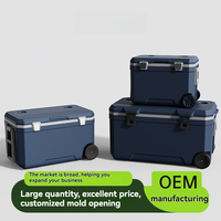 Réfrigérateur de camping extérieur pour voiture 120L grande capacité en PU avec roulettes pour voyages en avion, croisières, pêche, conservation des aliments, glacière