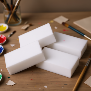 BRSTENMANN ฟองน้ำลบคำผิด 4 แพ็ค ฟองน้ำทำความสะอาดรูปสี่เหลี่ยมผืนผ้าสีขาวสำหรับใช้ในงานศิลปะและงานฝีมือ - Product Image 3