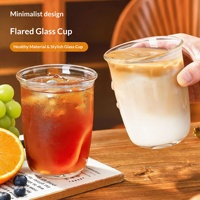 Tasse à café en verre de couleur unie, style minimaliste moderne, pour eau, lait, jus, sans couvercle, prête à l'emploi pour femmes