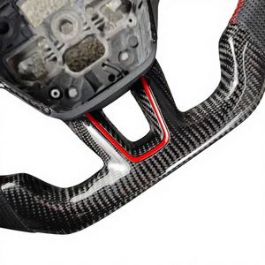 Volant de course <span class=keywords><strong>sport</strong></span> personnalisé en fibre de carbone et cuir pour Focus RS ST MK2/<span class=keywords><strong>MK3</strong></span> Série 3 G37 G35 avec surpiqûres rouges - Product Image 3