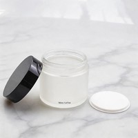 Pot en verre borosilicate vide avec couvercle en aluminium pour crème cosmétique visage et yeux, soin de la peau, lotion, impression personnalisée du logo, 30g/50g/1OZ