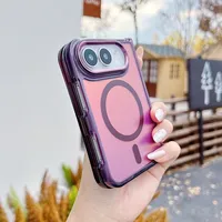 Étui de téléphone magnétique à effet givré coloré dégradé laser tendance pour iPhone Duo 18, coque transparente pliable en TPU+PC antichoc