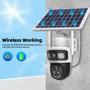 Hongnaer 12MP 6K 2 Video <span class=keywords><strong>Panel</strong></span> Solar inalámbrico Cámara IP alimentada V380 Pro Outdoor 3 Lens 10X Zoom WiFi Seguridad Solar CCTV Cámara - Product Image 3
