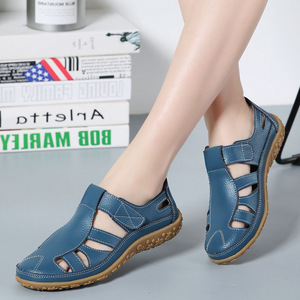 Sandalias Planas de Cuero Vacuno para Mujer, Diseño Perforado, Cómodas, Transpirables, Antideslizantes, a la Moda para Tendencias al Aire Libre - Product Image 4