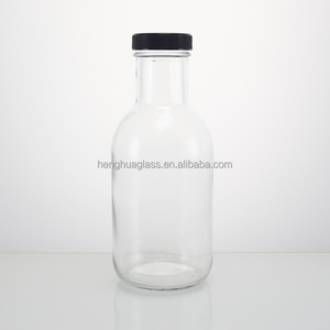 Chất Lượng Cao Vòng 250Ml 350Ml <span class=keywords><strong>500Ml</strong></span> Rõ Ràng Glass Nước Sốt Chai Thủy Tinh BBQ Nước Sốt Cà Chua Nước Trái Cây Chai Với Nắp Nhựa - Product Image 3