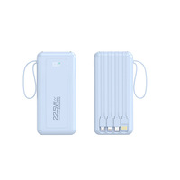 Nouvelle batterie externe lithium-ion 22,5 W à charge ultra-rapide 20000 mAh avec câble court intégré USB Type-C/Micro USB en PVC (modèle 2026)