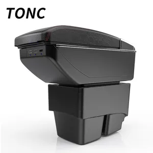 TONC 포드 피에스타 3 MK7 팔걸이 USB 충전 콘솔 스토리지 박스 조정 가능한 ABS 자동차 팔걸이 컵 홀더 자동차 부품