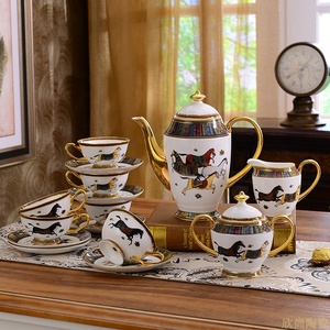 Exquisito Juego de Vajilla de Porcelana de 58 Piezas con Diseño de Cuatro Caballos de Guerra, Lujoso, Estilo Europeo, de Alta Calidad, Accesorios de Cocina - Product Image 3