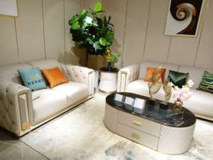 Bộ Sofa Ghế Sofa Ghế Sofa Ghế Ngồi Phòng Khách Có Thể Điều Chỉnh Lưng Da Trắng Sang Trọng - Product Image 3