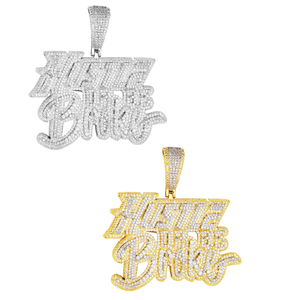 Pendentif 'Hustle Be Broke' en micro-pavé de zircone cubique CZ, lettre personnalisable, bijoux hip-hop pour homme, pour fiançailles, mariage, fête - Product Image 4