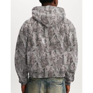 เสื้อฮู้ดซิปผู้ชายลายพราง FOXA ลายใบเมเปิ้ล ผ้าฟลีซ แจ็คเก็ตสำหรับล่าสัตว์ ทรงโอเวอร์ไซส์ แขนยาว มีฮู้ด - Product Image 4