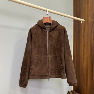 Luxury Loro business casual Piana <b>suede</b> 100% sheepskin vintage collar brown Pilot <b>jacket</b> for <b>men</b> - Product Image 4