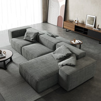 Canapé sectionnel convertible en tissu style Wabi Sabi, design double face, revêtement en coton et lin, grande combinaison modulable